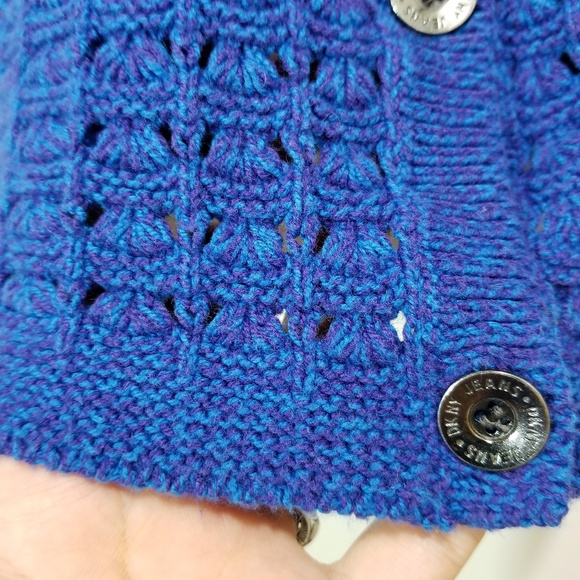 DKNY Knit Cardigan w/ Blue and Purple - Picture 2 of 8